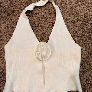 Elegant white flower Halter Top